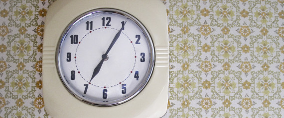 Clock hanging on wallpaper as metaphor for divorce coach Kimberly Mishkin's biological clock ticking while she divorced.