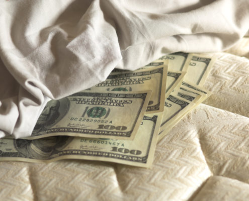 Money under a mattress