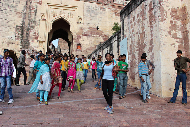 Woman walking solo in India