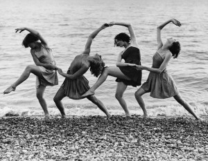 21 Aug 1934, Walmer, Kent, England, UK --- Summer school students of Miss Margaret Morris rehearse on the beach. --- Image by © Hulton-Deutsch Collection/CORBIS