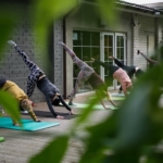 Women fighting post divorce depression with yoga