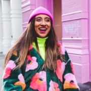 Woman with pink hat post-divorce