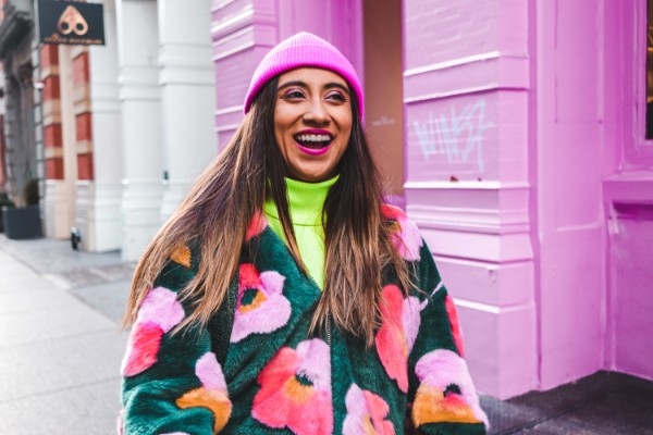 Woman with pink hat post-divorce